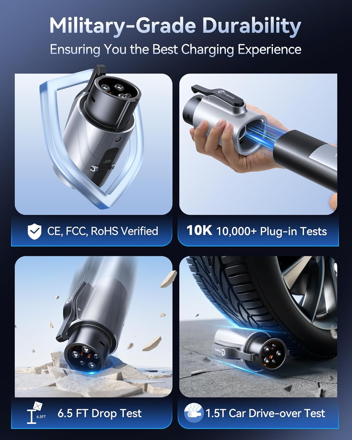 Tesla to J1772 Charging Adapter (Max 80A, 240V), NACS to J1772 Adapter, J1772 EVs Adapter, Compatible with Tesla Wall Connector/Destination/Mobile Charger (for J1772 EVs Only) Silver