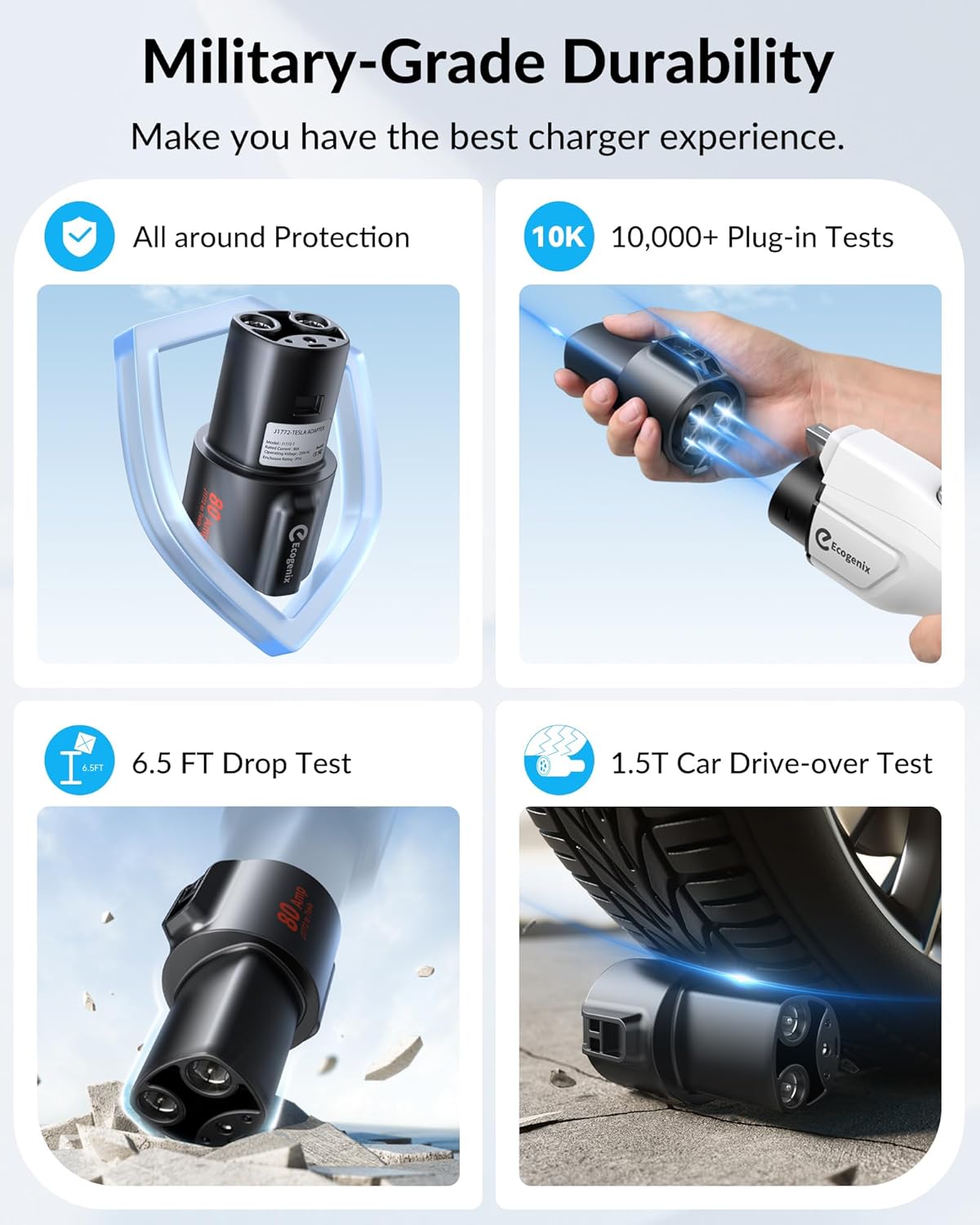 J1772 to Tesla Charger Adapter, Max 80A/250V for Tesla Model Y 3 X S Cybertruck, Tesla Accessories, Connecting to SAE J1772 Charging Stations Fast & Safe Charging for Tesla only