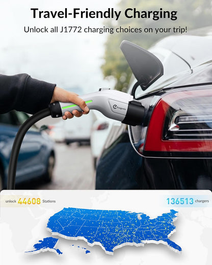 J1772 to Tesla Charger Adapter, Max 80A/250V for Tesla Model Y 3 X S Cybertruck, Tesla Accessories, Connecting to SAE J1772 Charging Stations Fast & Safe Charging for Tesla only
