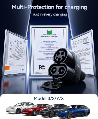 Upgraded 2In1 CCS & J1772 to Tesla Adapter, 250KW Fast CCS1 to Tesla Charging Adapter, ONLY Fit for Tesla Model Y, 3, S, X, Compatible with Level 1 2 3 Charging Stations with CCS1& J1772