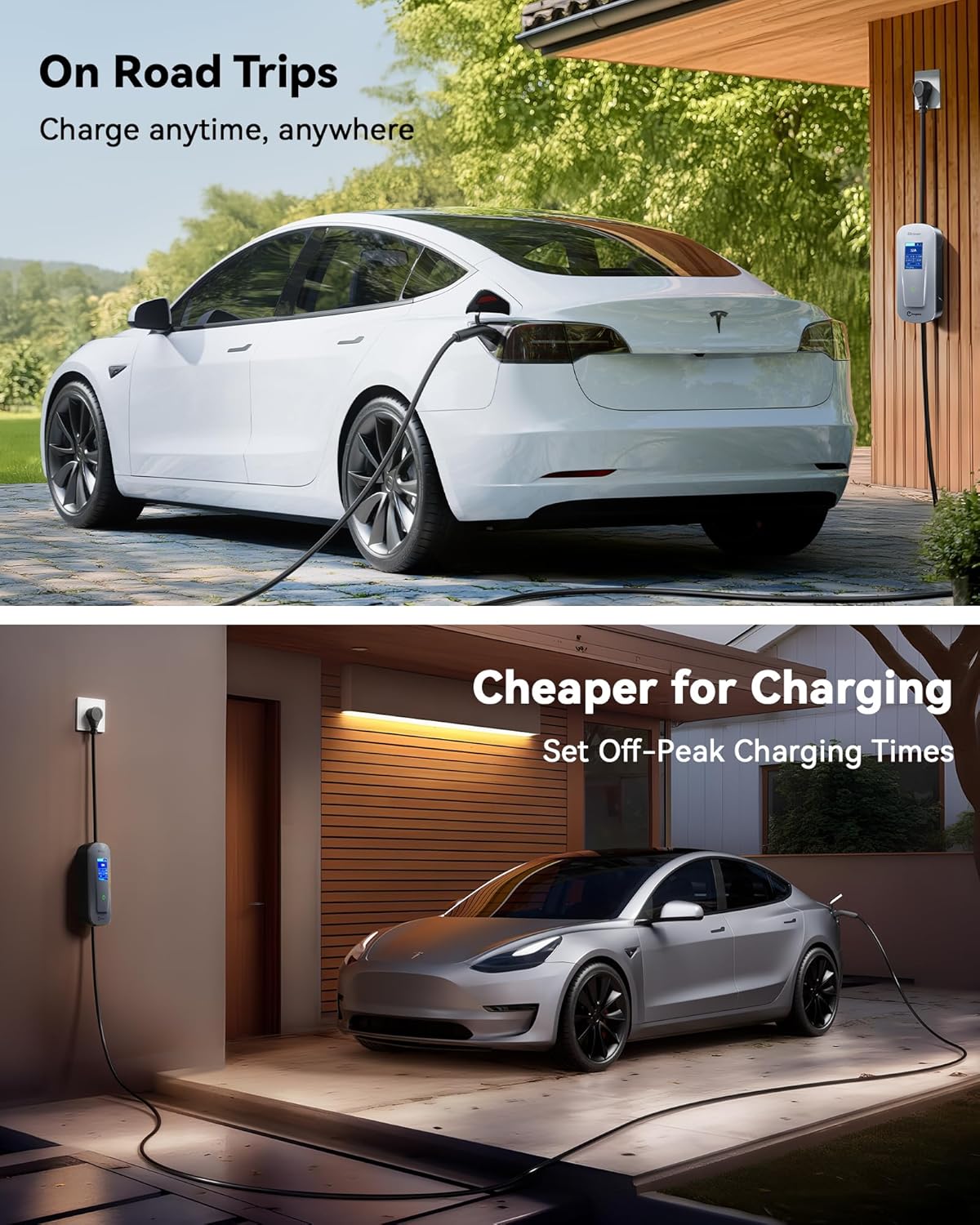 32A Level 2 EV Charger 240V, NEMA 14-50P, Adjustable Current/Timed Mobile Fast Charging Stations for Home, 25ft Cable Fits Tesla Model 3/Y/X/S/Cybertruck with Portable Accessories Bag